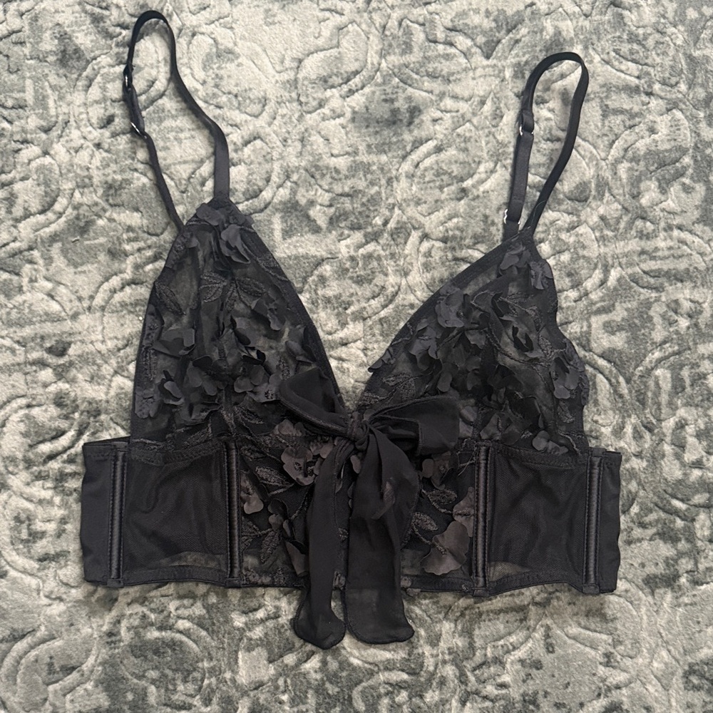 Victoria’s Secret Black Lace Dream Angels long line triangle Bralette
